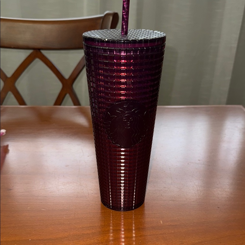 Authentic Starbucks Berry Plum Grid Disco Tumbler 24oz